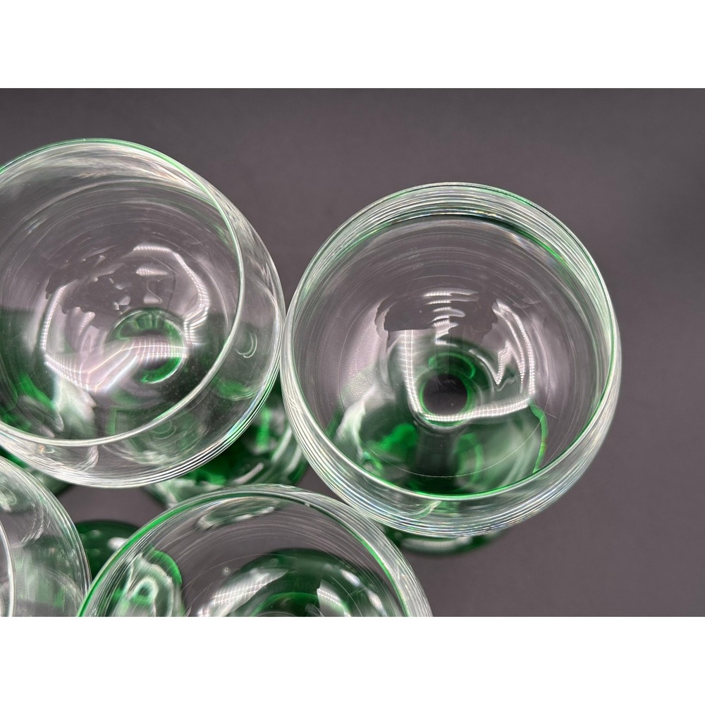 Set of 6 Vintage Luminarc Emerald Green Stem Wine Glasses France MCM Glassware - Picture 6 of 10